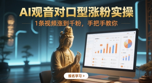 AI观音对口型涨粉实操，1条视频涨到千粉，手把手教你|HOOK协议网
