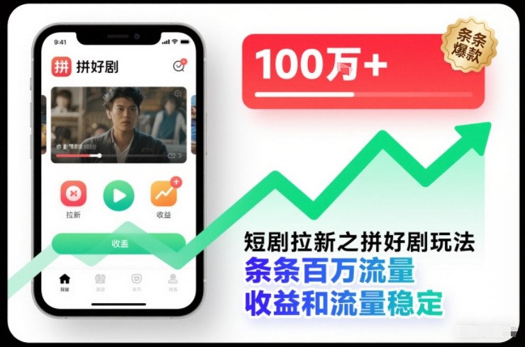 短剧拉新之拼好剧玩法，条条百万流量，收益和流量稳定|HOOK协议网