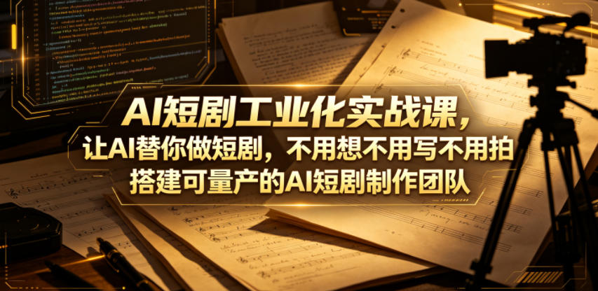 AI短剧工业化实战课，让AI替你做短剧，不用想不用写不用拍，搭建可量产的AI短剧制作团队|一人科技公司导航