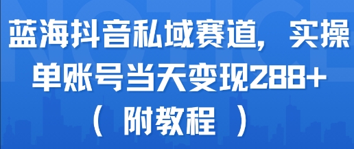 蓝海抖音私域赛道，实操单账号当天变现288+(附教程)|HOOK协议网