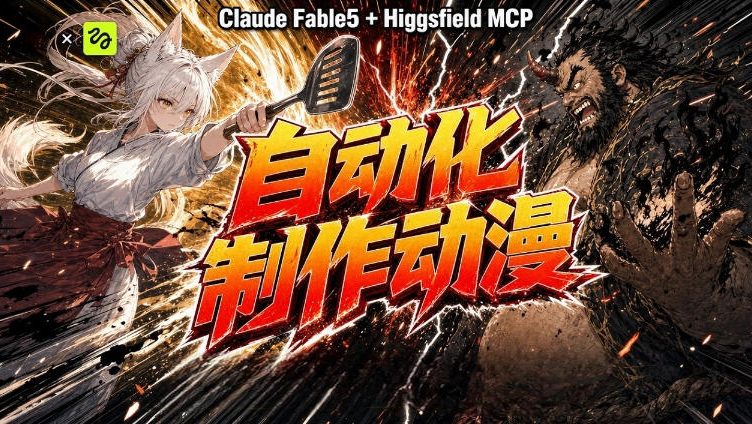 AI自动化动漫制作！Claude Fable 5接入Higgsfield MCP，直接生成完整创意内容|一人科技OPC聚合软件