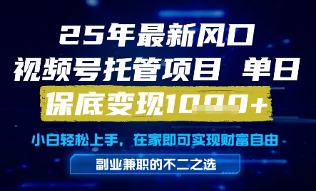 25年最新风口，视频号托管项目，单日保底变现1k+，手把手教学【揭秘】|HOOK协议网