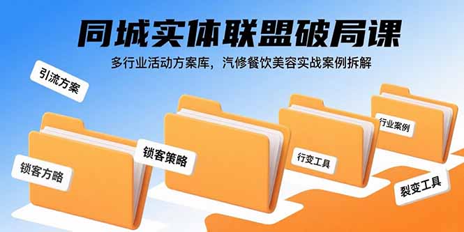 同城实体联盟破局课，多行业活动方案库，汽修餐饮美容实战案例拆解|HOOK协议网