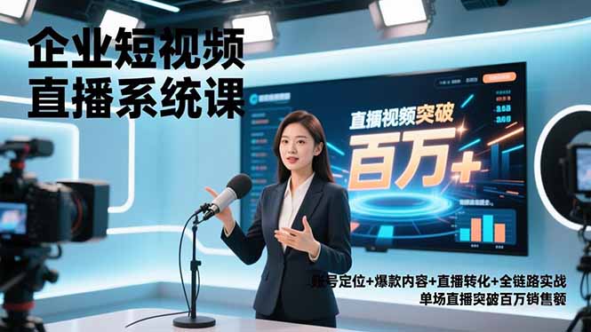 企业短视频直播系统课，账号定位+爆款内容+直播转化+全链路实战，单场直播突破百万销售额|HOOK协议网