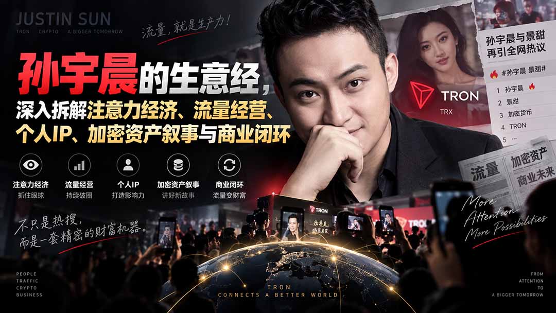 某星球精华文章——孙宇晨的生意经，深入拆解注意力经济、流量经营、个人IP、加密资产叙事与商业闭环|一人科技OPC聚合软件