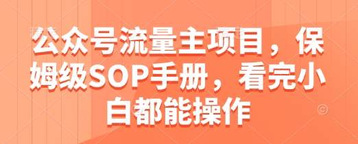 公众号流量主项目，保姆级SOP手册，看完小白都能操作|HOOK协议网