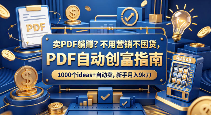 卖PDF躺賺？不用营销不囤货，PDF自动创富指南，1000个ideas+自动卖，新手月入9k刀【原创双语字幕】|协议软件打粉软件