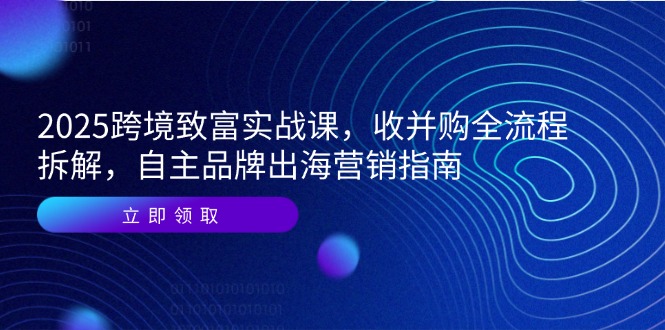 2025跨境致富实战课，收并购全流程拆解，自主品牌出海营销指南|HOOK协议网