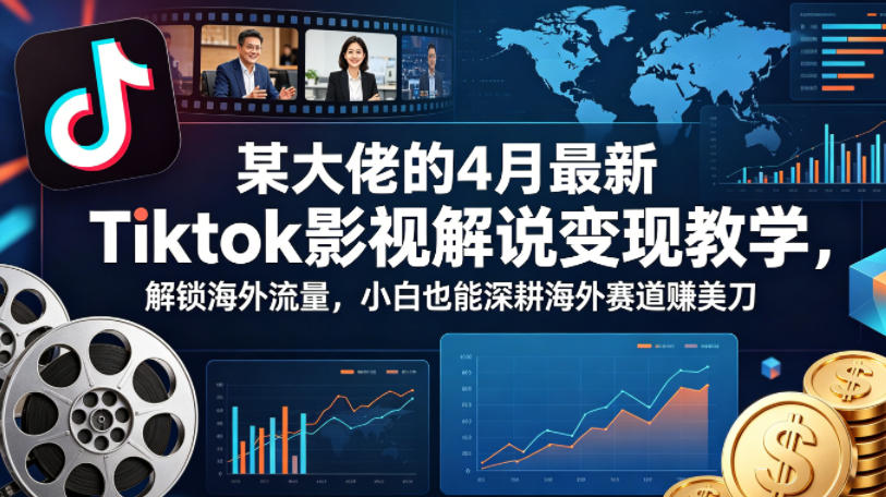 某大佬的4月最新Tiktok影视解说变现教学，解锁海外流量，小白也能深耕海外赛道賺美刀|协议软件打粉软件