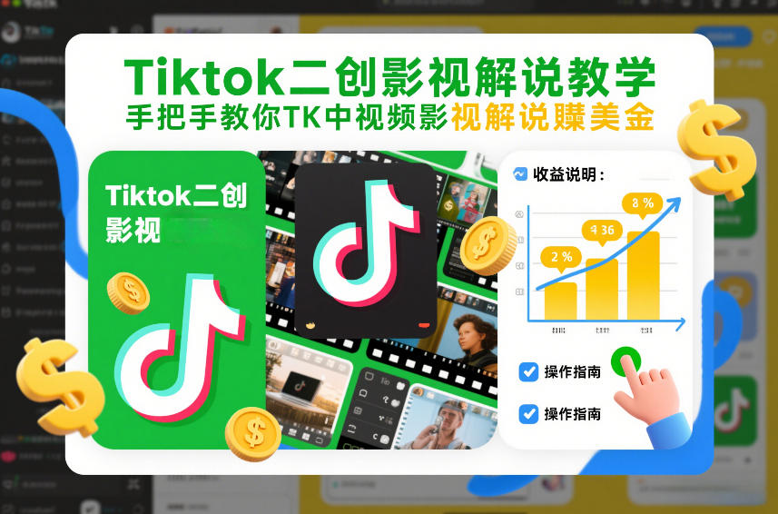 Tiktok二创影视解说教学，手把手教你TK中视频影视解说賺美金(更新26年1月)|HOOK协议网