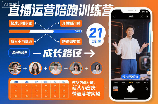 直播运营陪跑训练营，教你快速开播，新人小白快速落地实操|HOOK协议网
