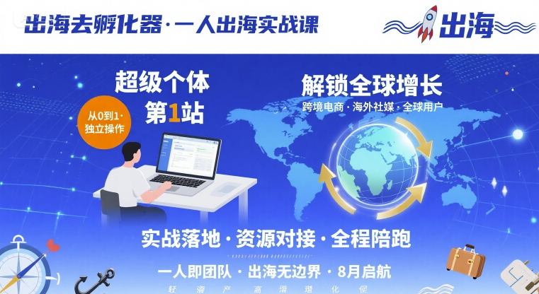 出海去孵化器，一人出海实战课，​超级个体第1站，解锁全球增长|HOOK协议网