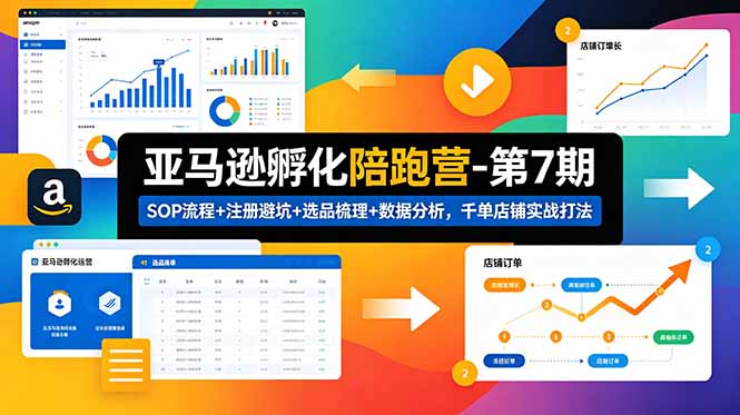 亚马逊孵化陪跑营-第7期：SOP流程+注册避坑+选品梳理+数据分析，千单店铺实战打法(更新0625|一人科技公司导航