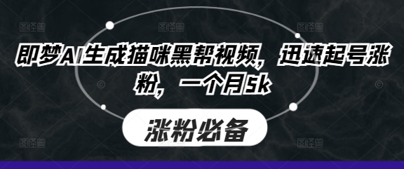 即梦AI生成猫咪黑帮视频，迅速起号涨粉，一个月5k|HOOK协议网