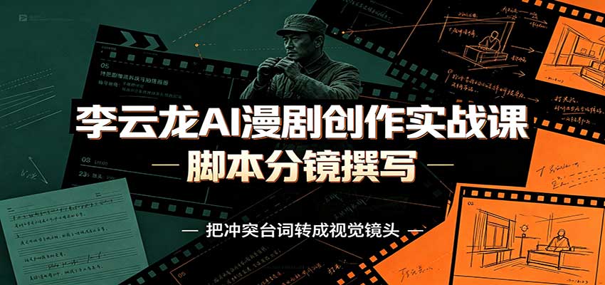 李云龙AI漫剧创作实战课：角色人设还原，脚本分镜撰写，AI漫剧成片完整制作教学|一人科技OPC聚合软件