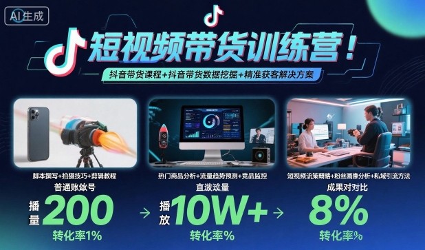 短视频带货训练营，抖音带货课程+抖音带货数据挖掘+精准获客解决方案|HOOK协议网