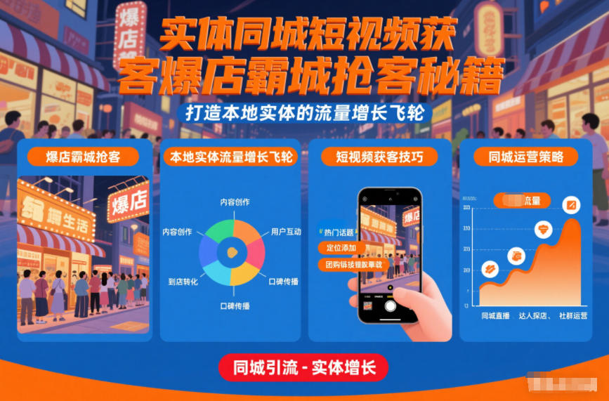 实体同城短视频获客爆店霸城抢客秘籍，打造本地实体的流量增长飞轮|HOOK协议网