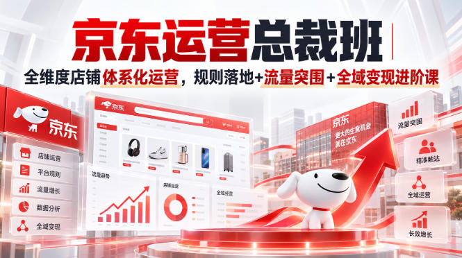 京东运营总裁班｜全维度店铺体系化运营，规则落地+流量突围+全域变现进阶课|一人科技OPC聚合软件