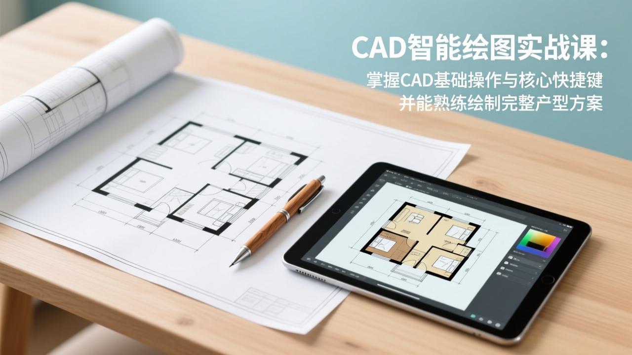 CAD智能绘图实战课：掌握CAD基础操作与核心快捷键，并能熟练绘制完整户型方案|协议软件打粉软件