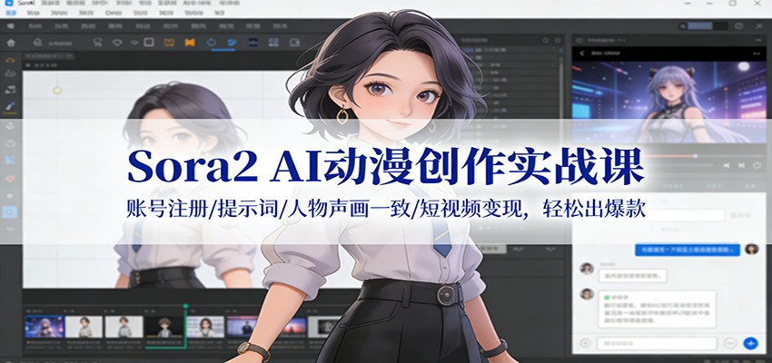 Sora2 AI动漫创作实战课：账号注册/提示词/人物声画一致/短视频变现，轻松出爆款|HOOK协议网
