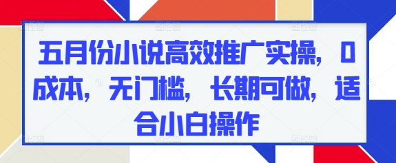 五月份小说高效推广实操，0成本，无门槛，长期可做，适合小白操作|HOOK协议网