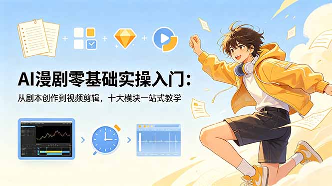 AI漫剧零基础实操入门：从剧本创作到视频剪辑，十大模块一站式教学|一人科技公司导航