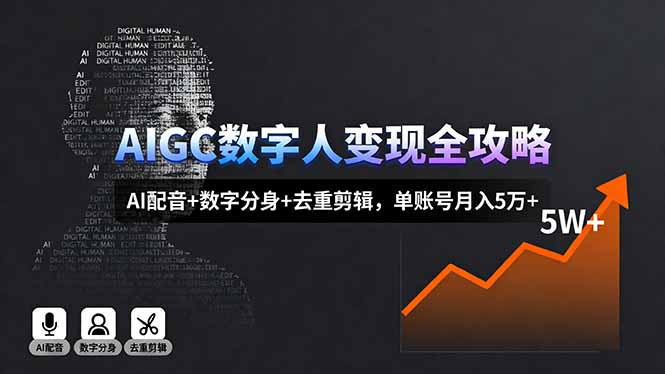 AIGC数字人变现全攻略，AI配音+数字分身+去重剪辑，单账号月入5万+|HOOK协议网