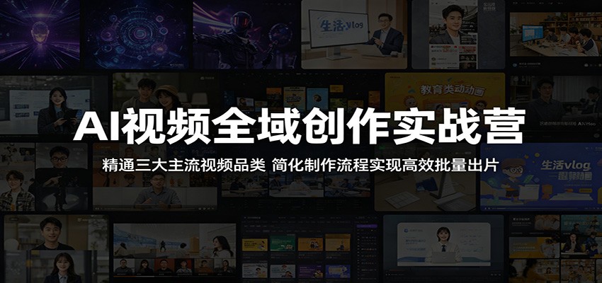 AI视频全域创作实战营：精通三大主流视频品类，简化制作流程实现高效批量出片|一人科技公司导航