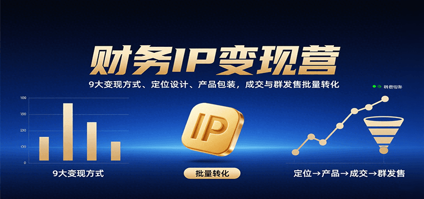财务IP变现营：9大变现方式、定位设计、产品包装，成交与群发售批量转化|HOOK协议网