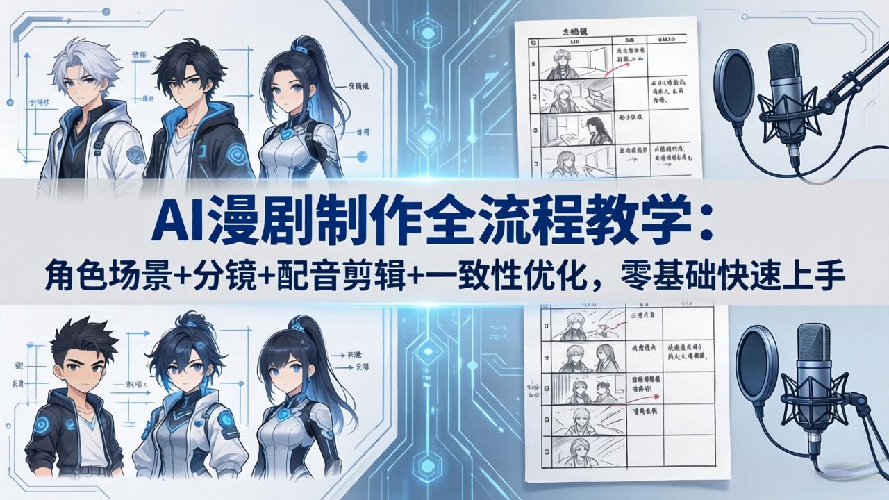 AI漫剧制作全流程教学：角色场景+分镜+配音剪辑+一致性优化，零基础快速上手|协议软件打粉软件