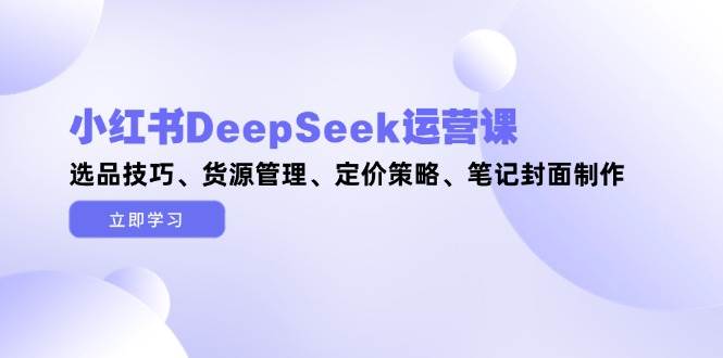 小红书DeepSeek运营课，选品技巧、货源管理、定价策略、笔记封面制作|HOOK协议网