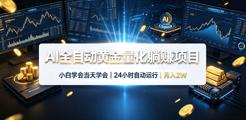 AI全自动黄金量化躺賺项目,24小时自动运行,月入2W!|一人科技OPC聚合软件