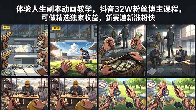体验人生副本动画教学， 抖音32W粉丝博主课程，可做精选独家收益，新赛道新涨粉快|一人科技公司导航