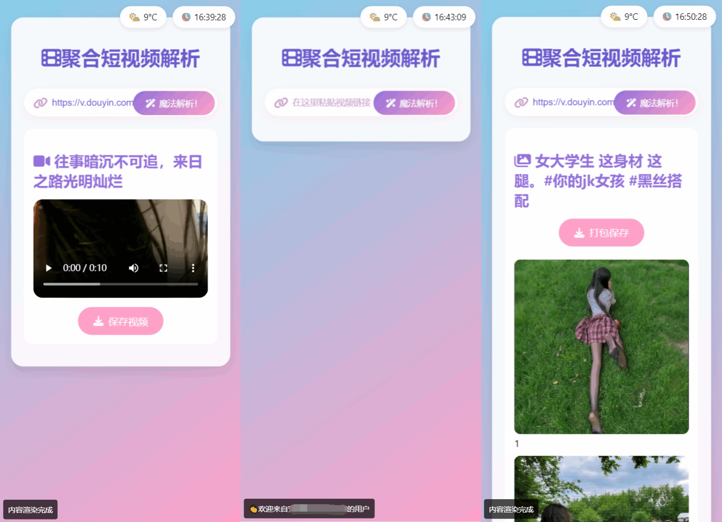 全新二次元聚合短视频解析去水印系统源码 自适应双端|HOOK协议网