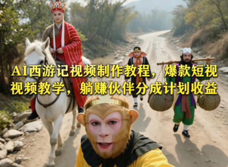 AI西游记视频制作教程，爆款短视频教学，躺賺伙伴分成计划收益|一人科技公司导航