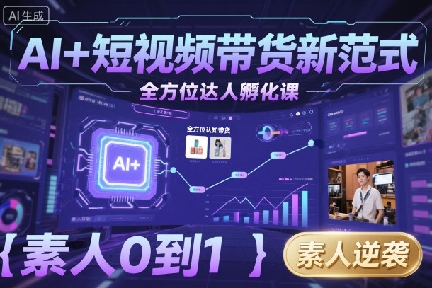 AI+短视频带货新范式全方位达人孵化课，素人也可以从0到1，全方位认知短视频带货|HOOK协议网