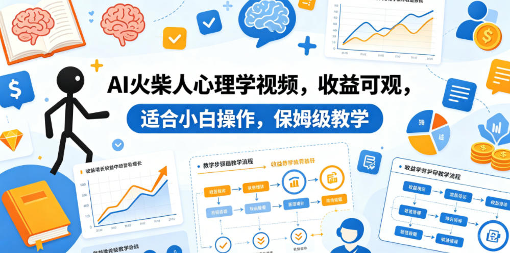 AI火柴人心理学视频，收益可观，适合小白操作，保姆级教学|一人科技公司导航