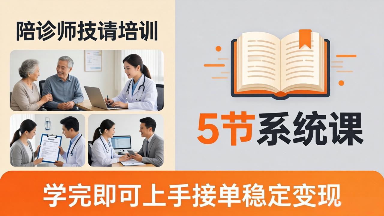 想做陪诊师不知从何下手？5节系统课教你掌握核心技能，学完即可上手接单稳定变现|协议软件打粉软件
