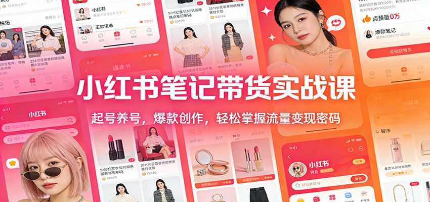 小红书笔记带货实战课：起号养号，爆款创作，轻松掌握流量变现密码|HOOK协议网
