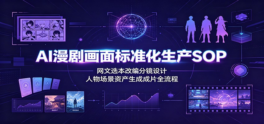AI漫剧画面标准化生产SOP：网文选本改编分镜设计，人物场景资产生成成片全流程|一人科技OPC聚合软件