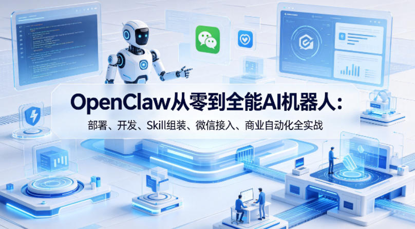 OpenClaw从零到全能AI机器人：部署、开发、Skill组装、微信接入、商业自动化全实战|协议软件打粉软件