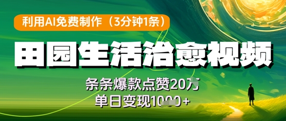 利用AI免费制作田园生活治愈视频，条条爆款点赞20W，单日变现几张|HOOK协议网