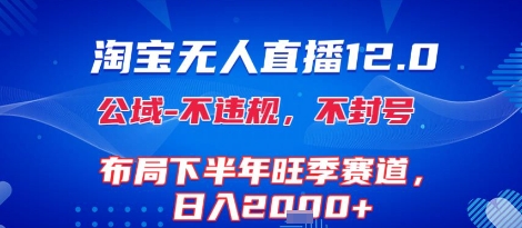 淘宝无人直播12.0，不封号，不违规，布局下半年旺季赛道，日入1k+(独家技术)【揭秘】|HOOK协议网