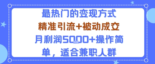 小众赛道玩法：当下最热门的变现方式，精准引流+被动成交月利润5k+操作简单，适合兼职人群|HOOK协议网