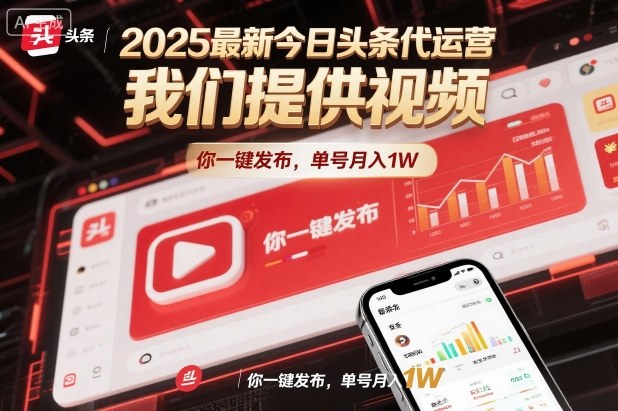 2025最新今日头条代运营，我们提供视频，你一键发布，单号月入1W【揭秘】|HOOK协议网