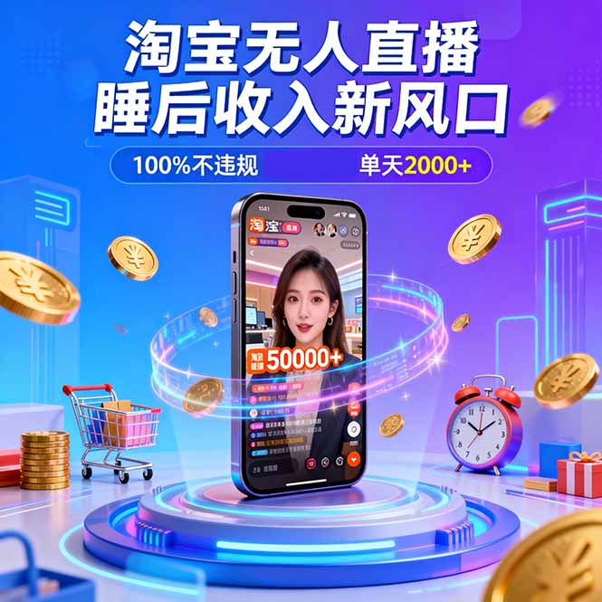 淘宝无人直播，不违规不封号，直播100小时卖了5万，年底旺季！|HOOK协议网