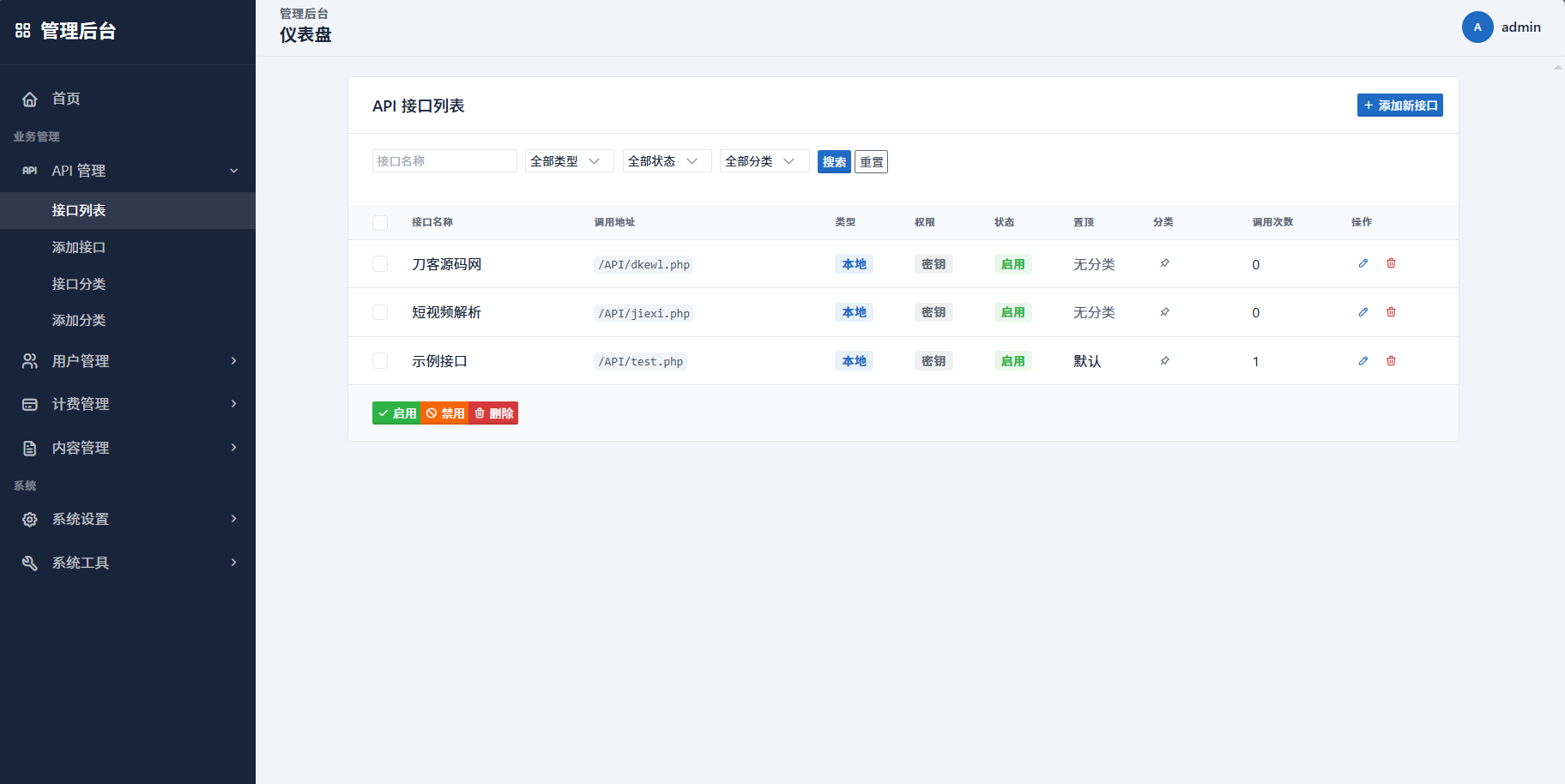 最新更新API管理系统源码 API计费 全开源|一人科技公司导航