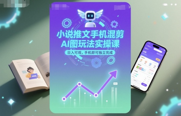 小说推文手机混剪AI图玩法实操课，日入可观，手机即可独立完成|HOOK协议网