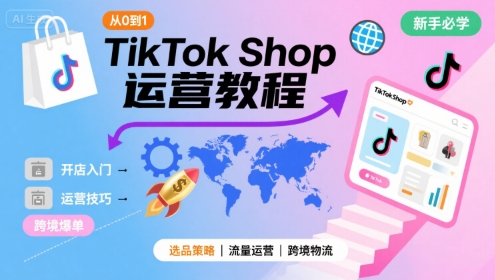 TikTok Shop从0到1运营教程，TikTok跨境电商新手必学课程|HOOK协议网