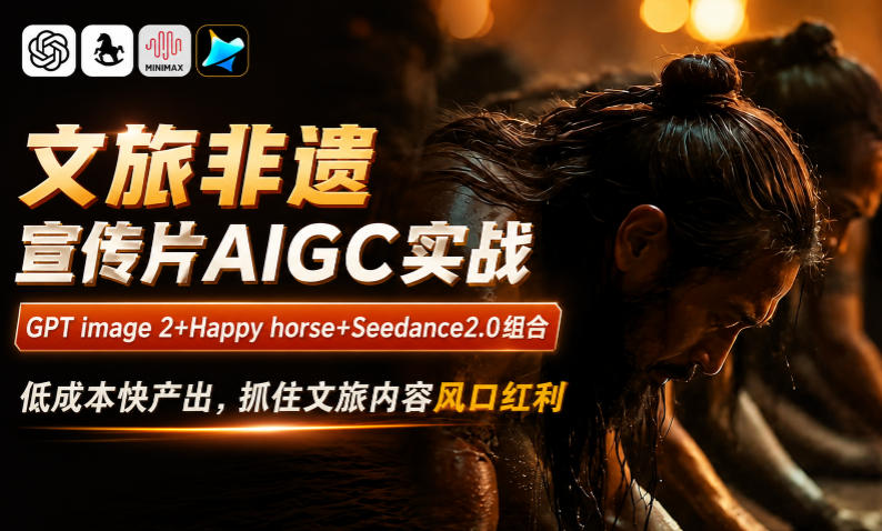 文旅非遗宣传片AIGC实战，GPT image 2+Happy horse+Seedance2.0组合，低成本快产出，抓住文旅内容风口红利|一人科技公司导航